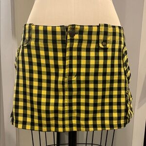 Abbey Dawn Yellow and Black Mini Checkered Skirt